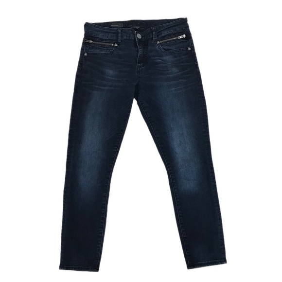 Kut from the Kloth Dark Blue Emma Zip Ankle Skinny Jeans - Picture 2 of 14